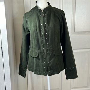 Cato Olive Utility Jacket with Button Accents